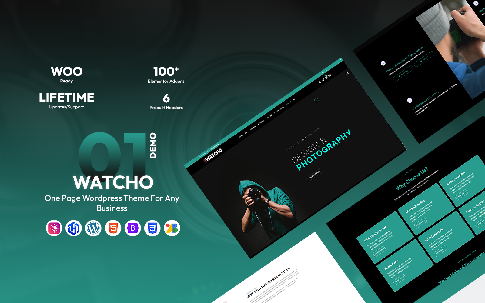 Watcho – One Page WordPress Theme for Modern Businesses